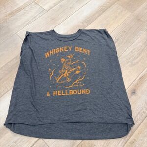 Country Deep Whiskey Bent & Hellbound Muscle Tank Top Gray Orange XL